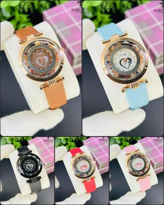Fortune Time Women’s Elegant Crystal Dial Watch – Premium Leather Strap, Stylish & Gift Ready - CrStore